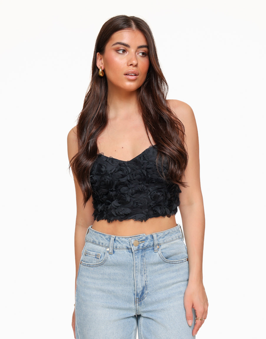 Zwarte Rozen Strapless - Top