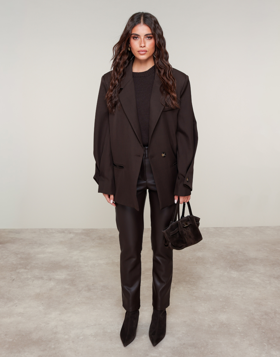 Dark Brown PU Leather Pants