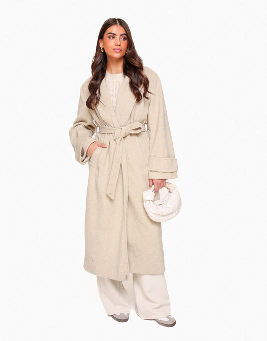 Beige Zachte Fluffy Lange Coat - Jas