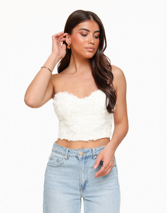 Creme Roses Strapless - Top