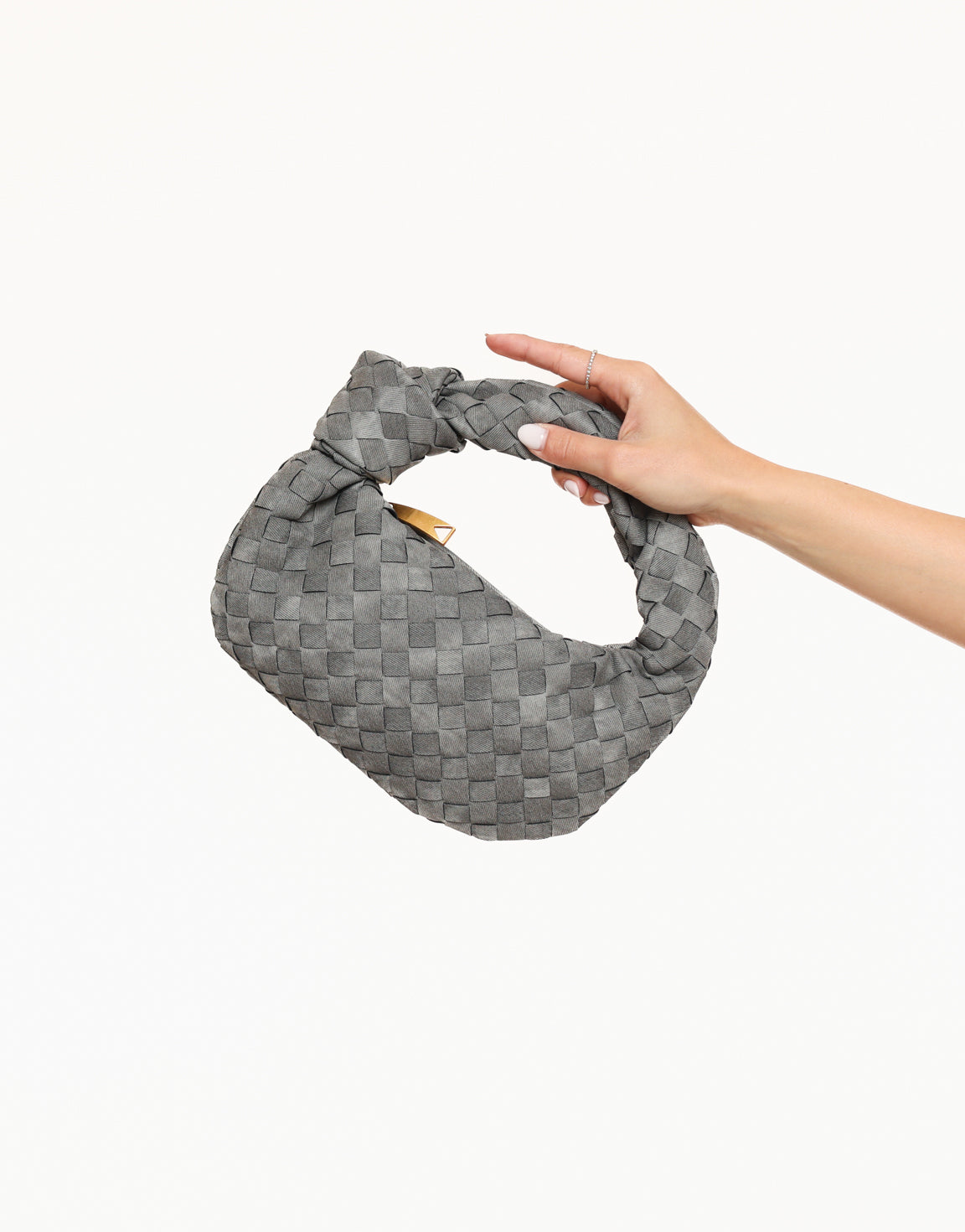 Gray Suede Medium Braided - Bag