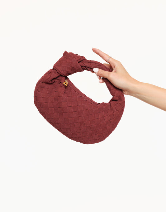 Burgundy Suede Medium Braided - Bag