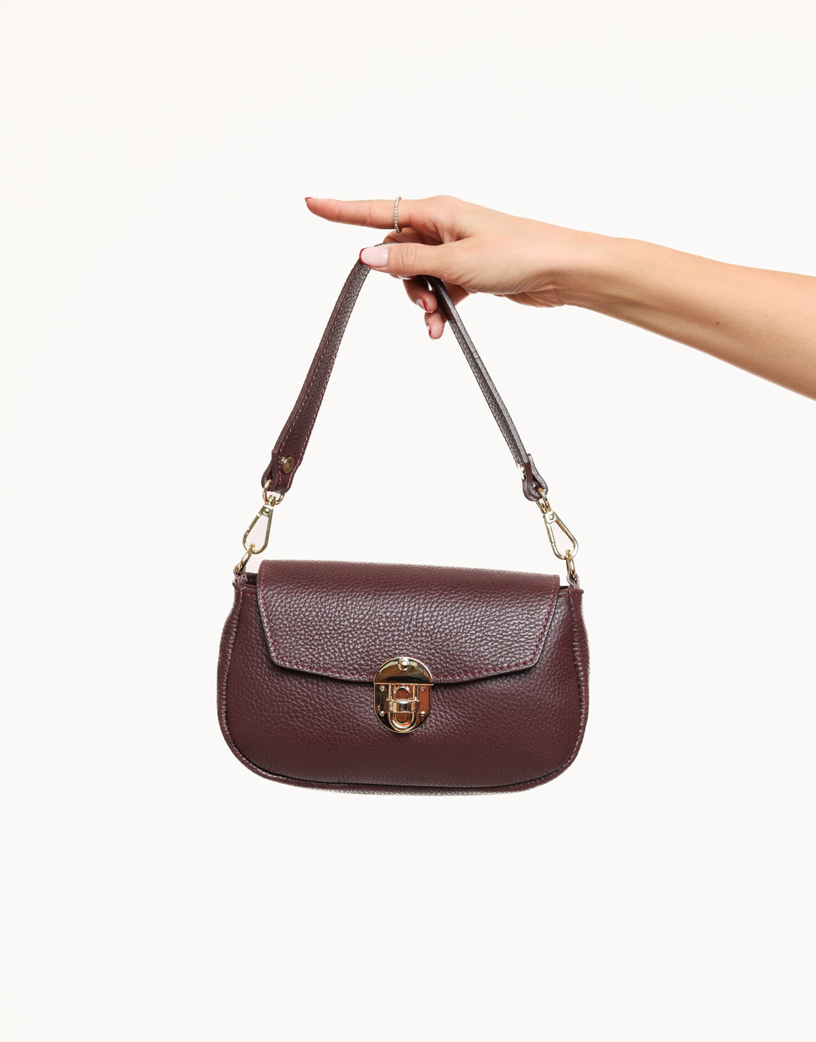 Bordeaux Gold Clasp Shoulder - Bag