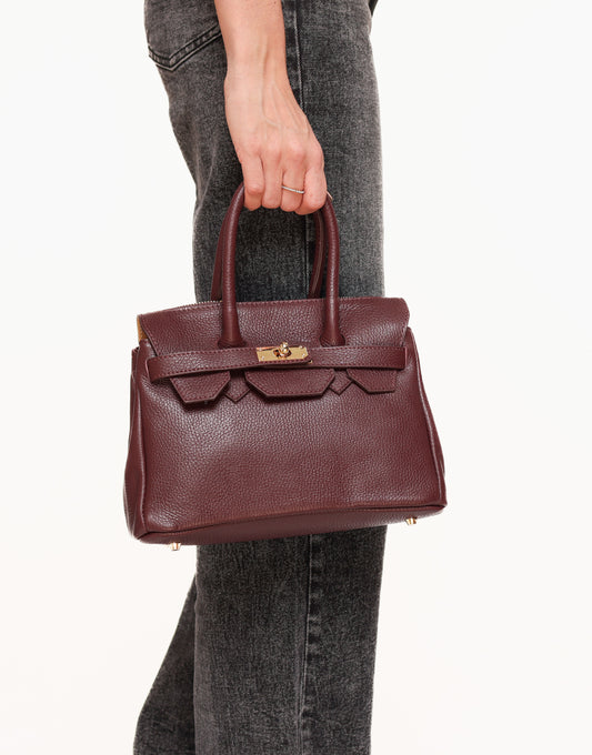 Burgundy Medium Gold Details - Bag