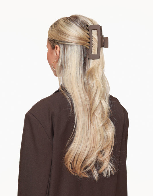 Dark Brown Large Rectangular - Hair Clip