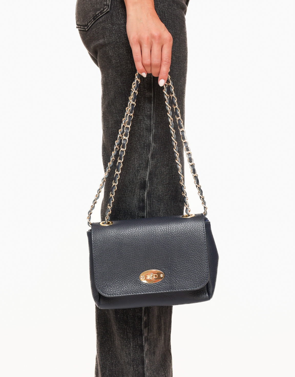 Dark Blue Leather Crossbody - Bag