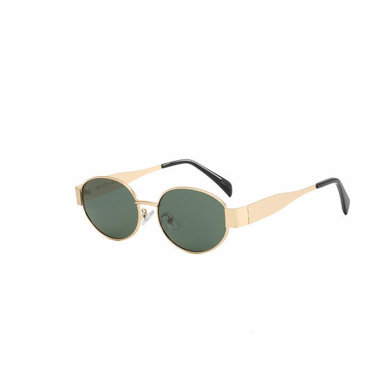 Dark Green Oval Gold Frame - Sunglasses