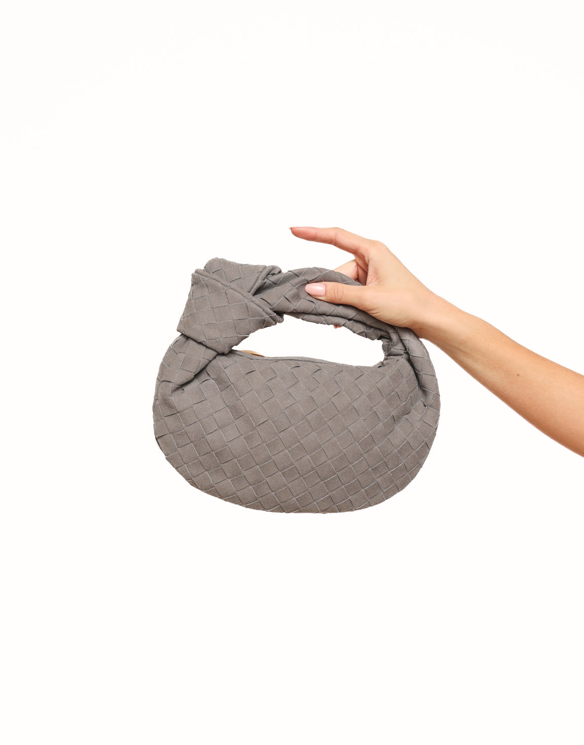 Grey Suede Medium Braided - Bag