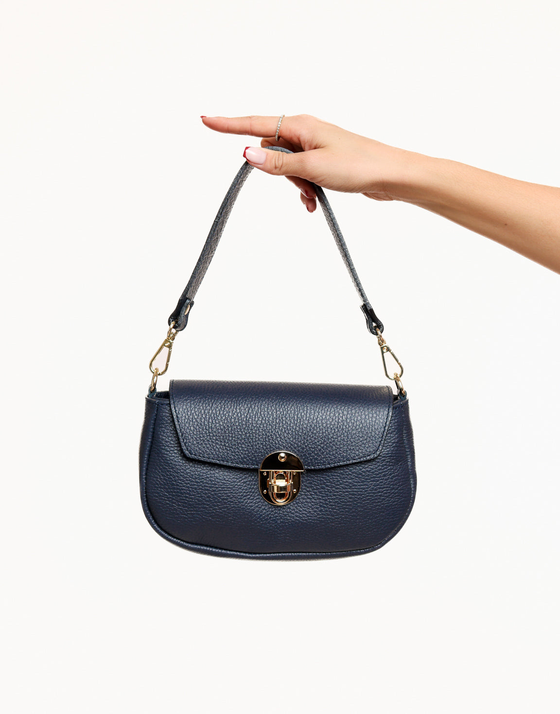 Navy Gold Closure Shoulder - Bag