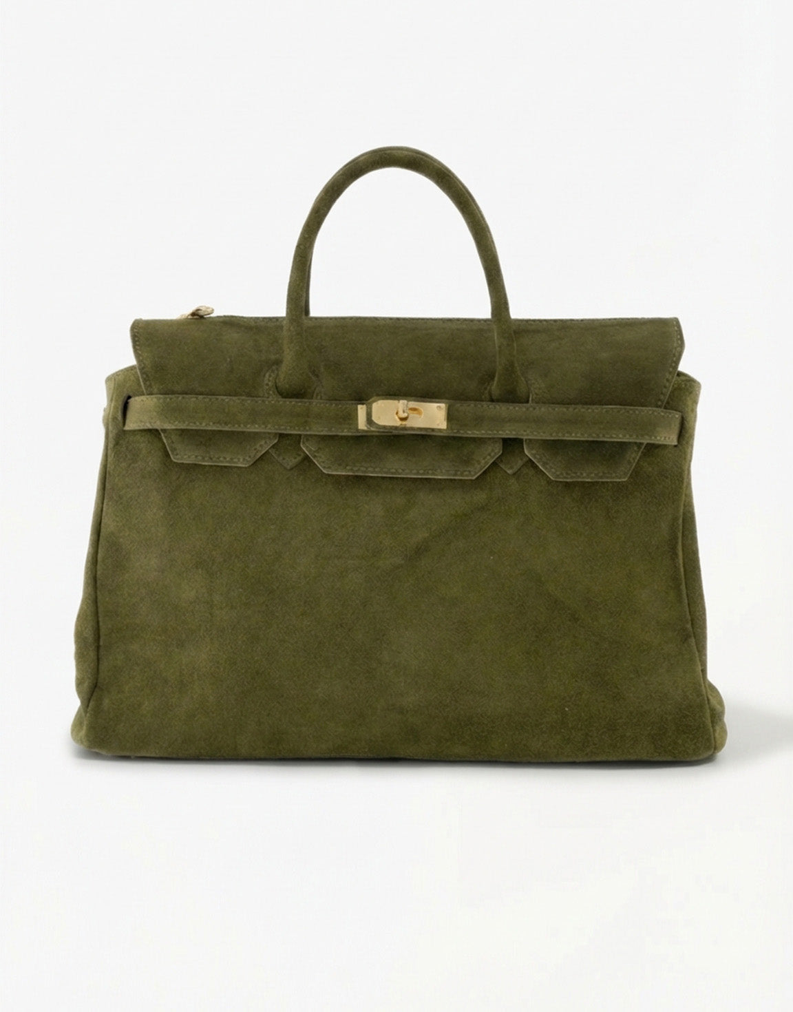 Army Groene Suede Grote Gouden Detail - Tas