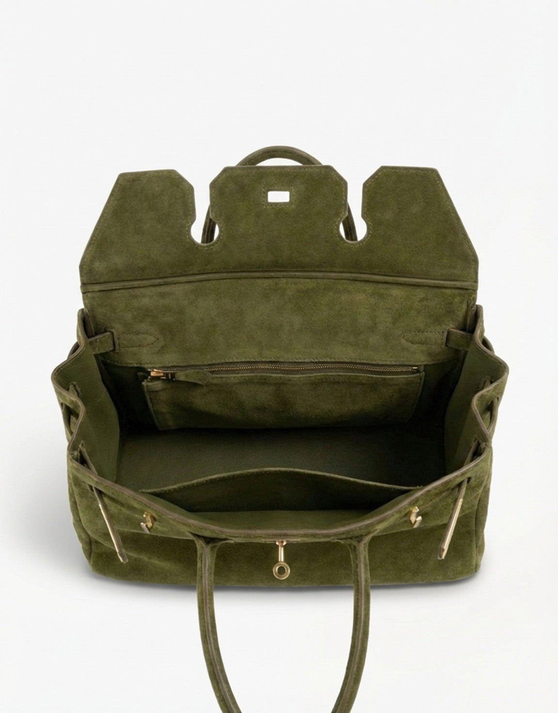Army Groene Suede Grote Gouden Detail - Tas