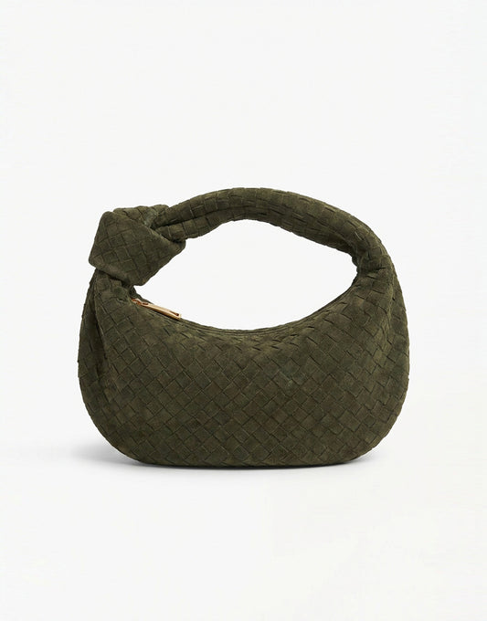 Army Groene Suede Middel Gevlochten - Tas