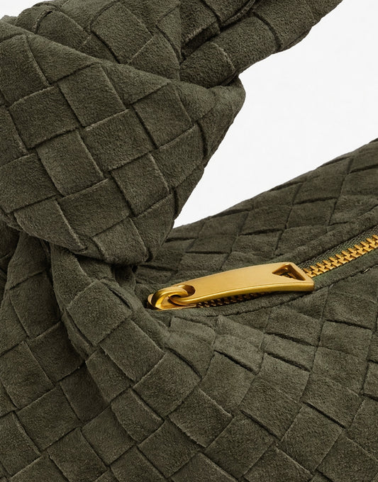 Army Green Suede Medium Braided - Bag