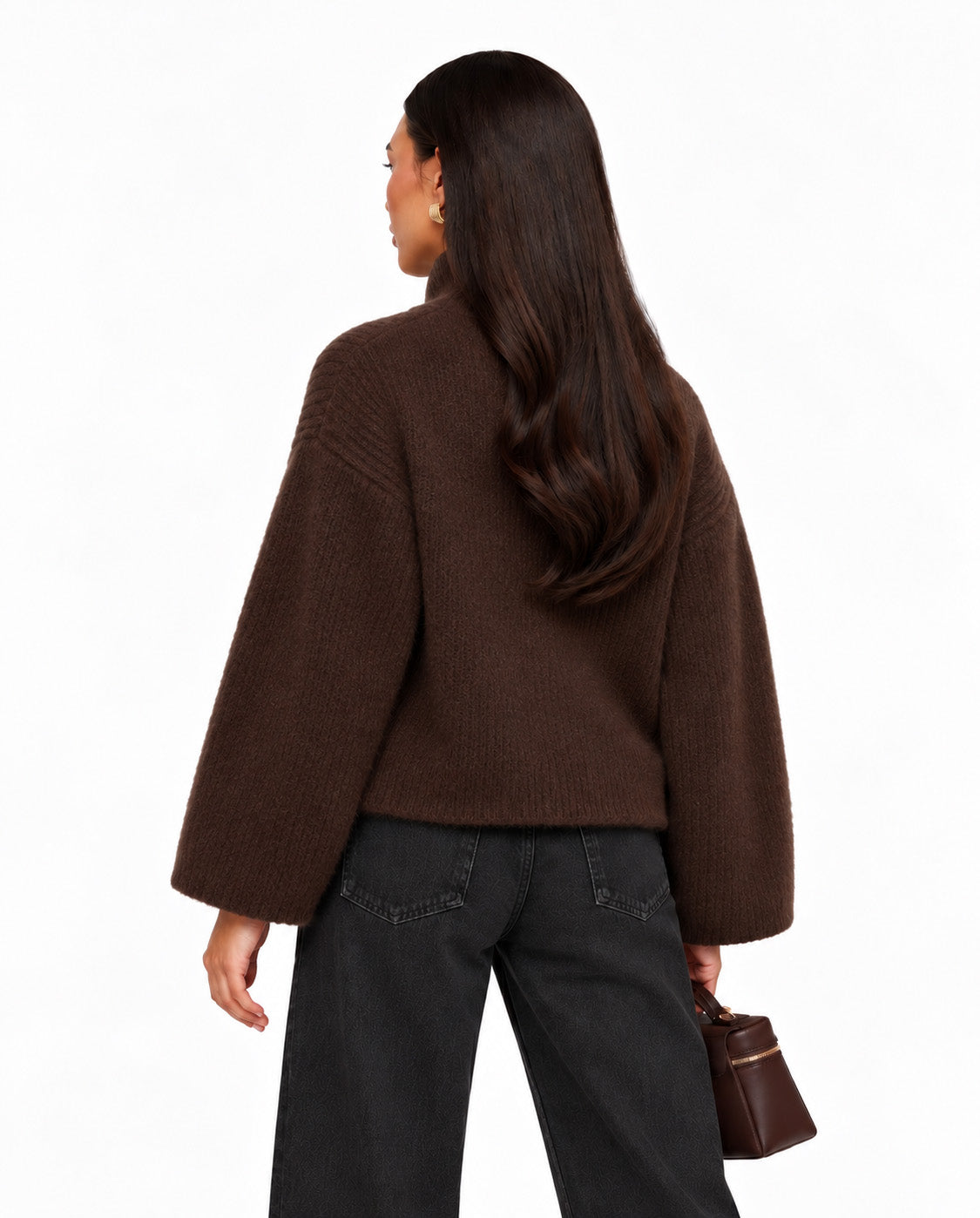 Bruine Gebreide Rits - Vest