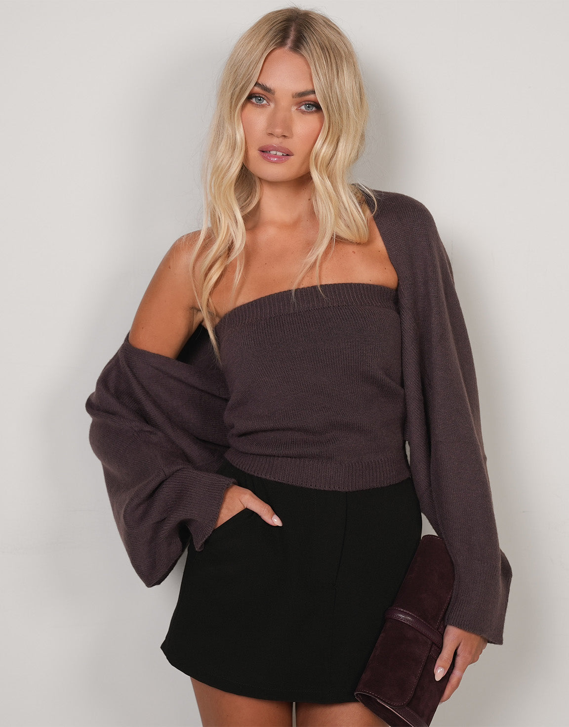 Donkerbruine Gebreide Tube - Top | Olivia & Kate - Olivia & Kate