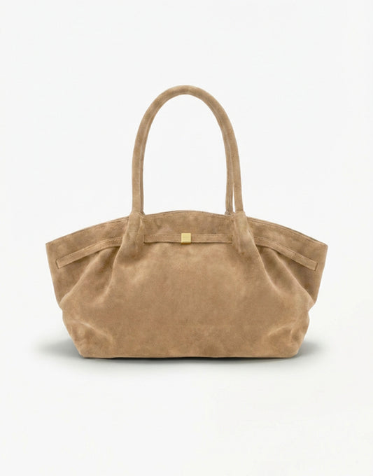 Beige Grote Suede Shopper - Tas