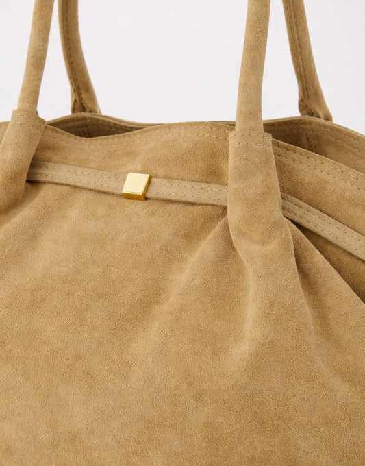 Beige Large Suede Shopper - Bag
