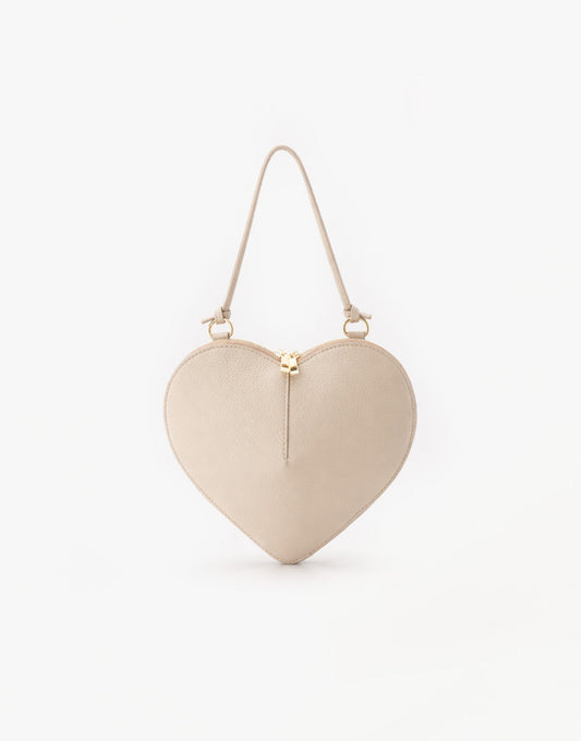 Beige Leather Heart - Bag