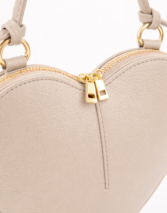 Beige Leather Heart - Bag