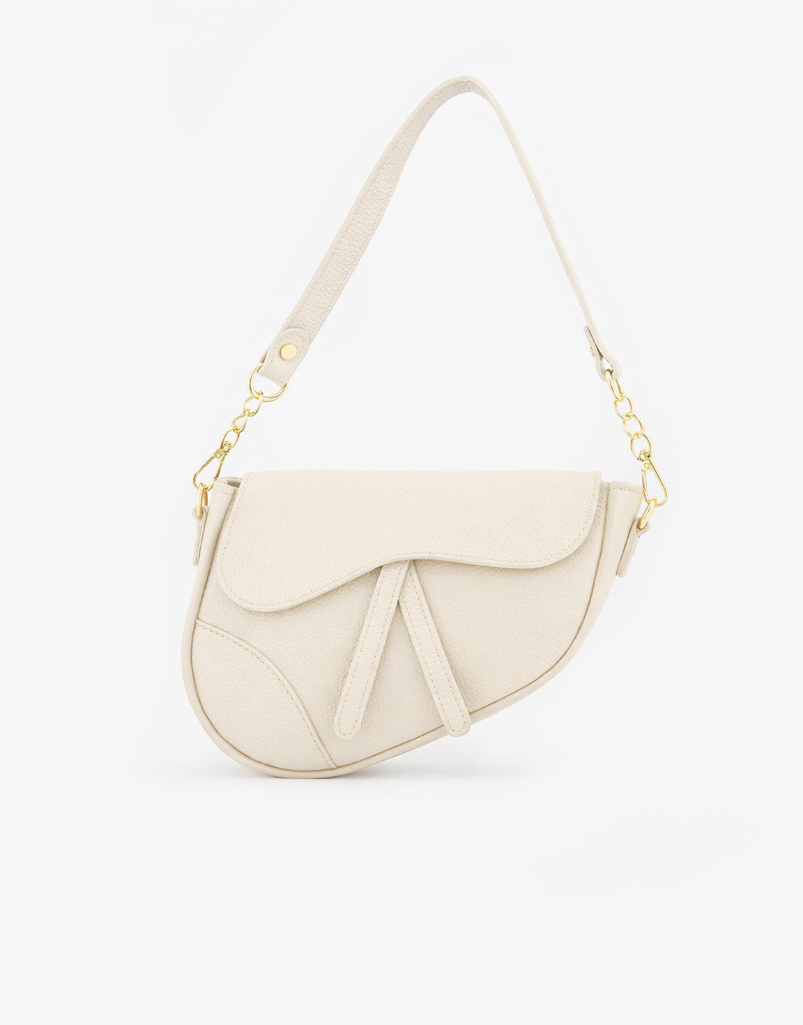 Beige Leren Saddle - Tas