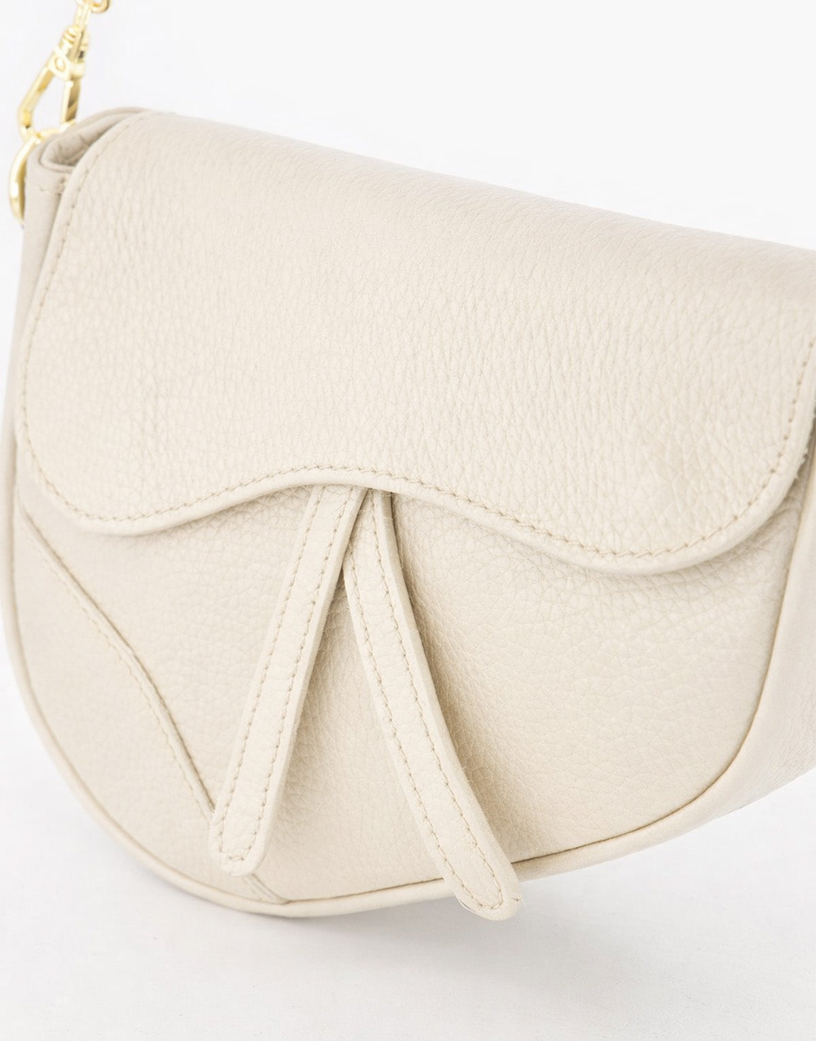 Beige Leren Saddle - Tas