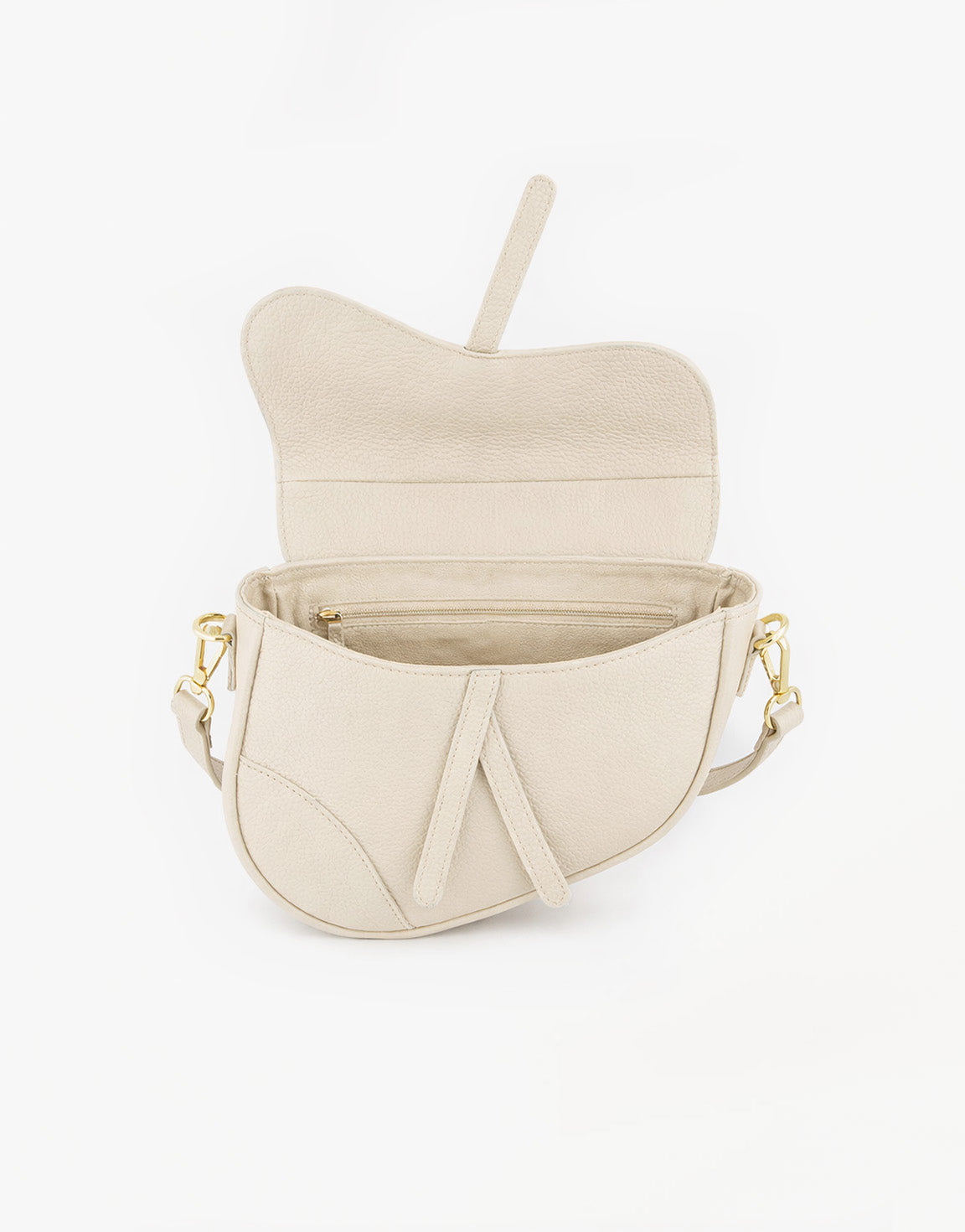Beige Leren Saddle - Tas