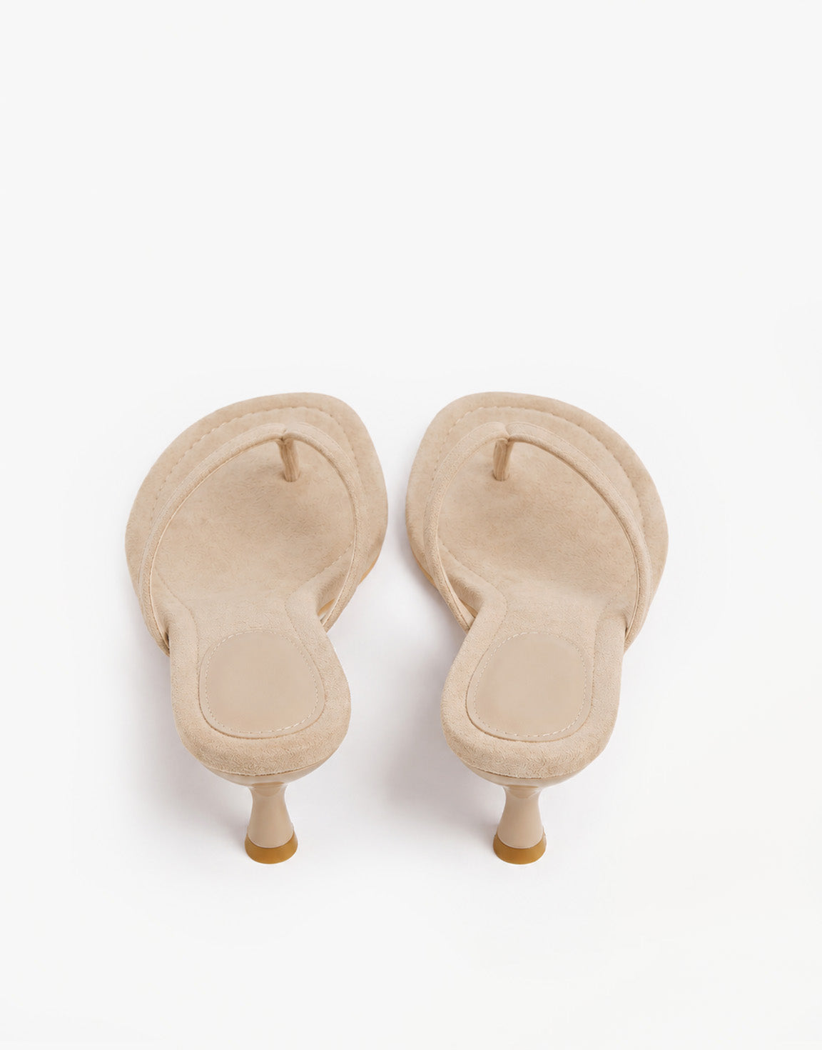 Beige Mid Suede Hak - Teenslipper