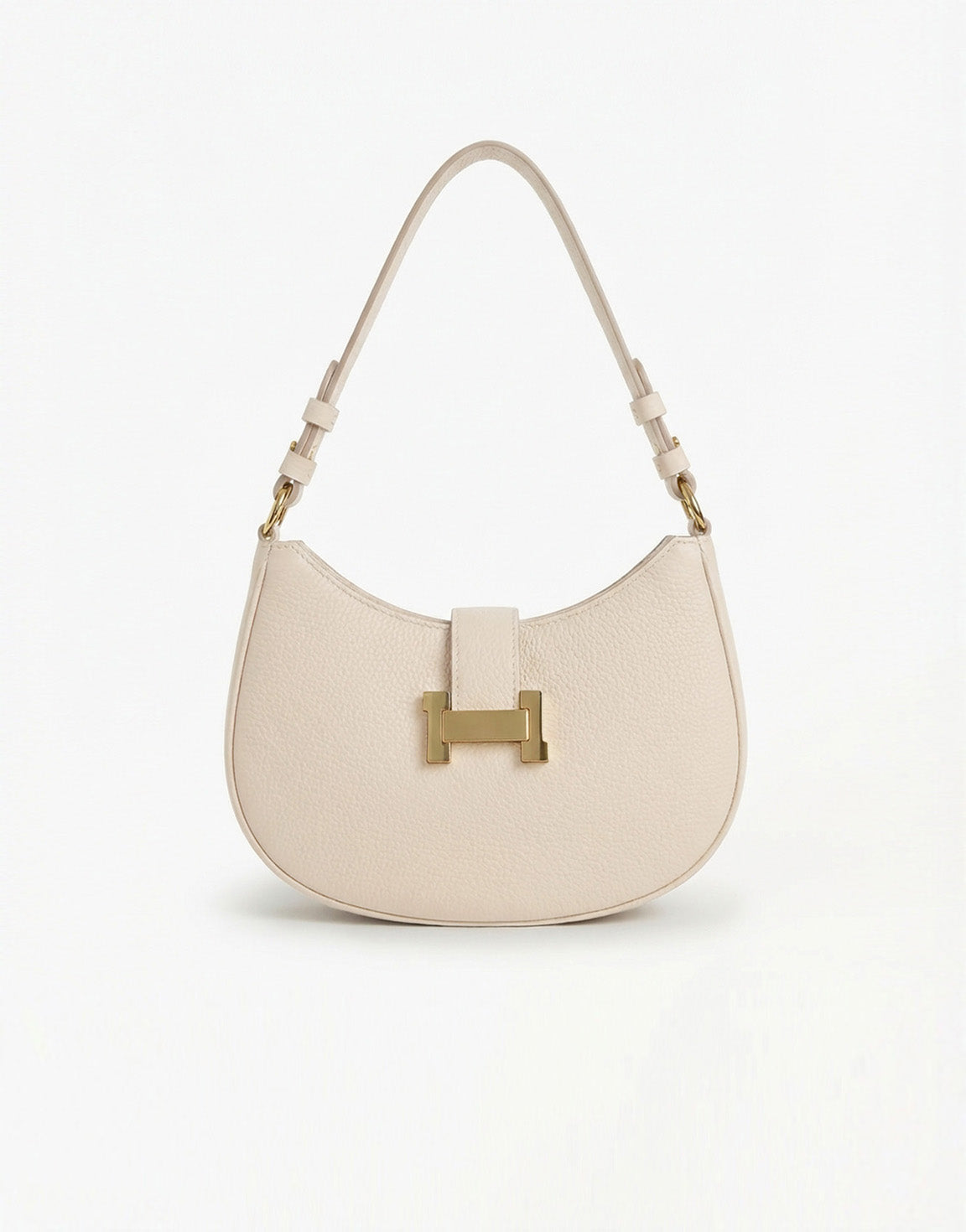 Beige Ovale Gouden Detail - Handtas