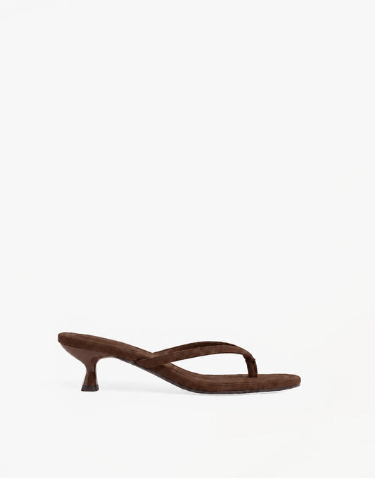 Bruine Mid Suede Hak - Teenslipper