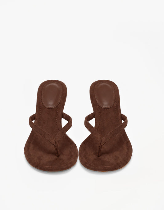 Bruine Mid Suede Hak - Teenslipper