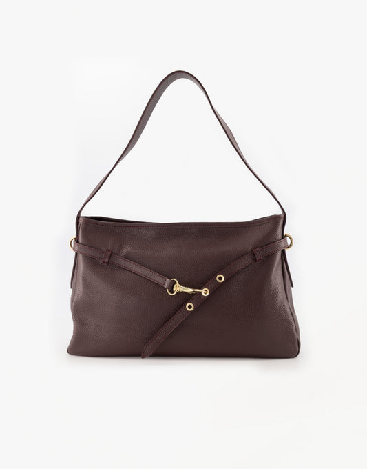 Burgundy Leather Square - Bag