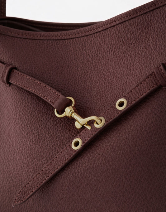 Burgundy Leather Square - Bag