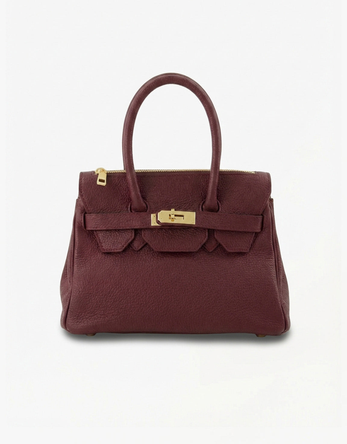 Burgundy Medium Gold Details - Bag