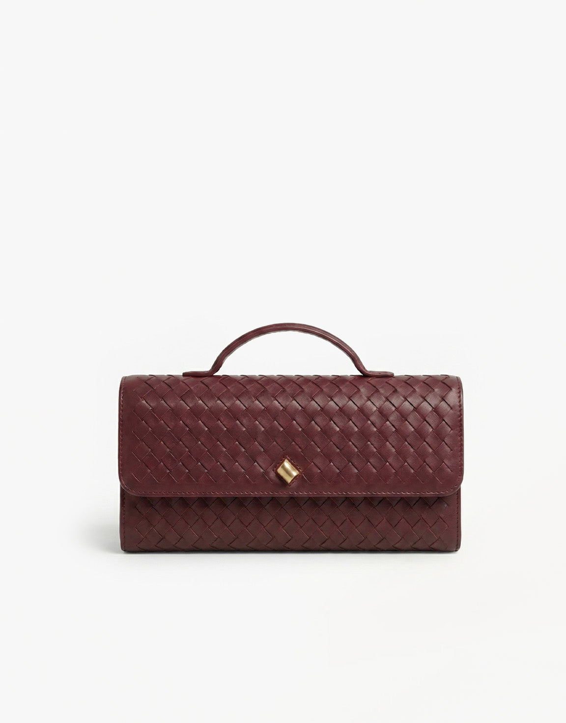 Burgundy PU Gold Detail Clutch - Bag