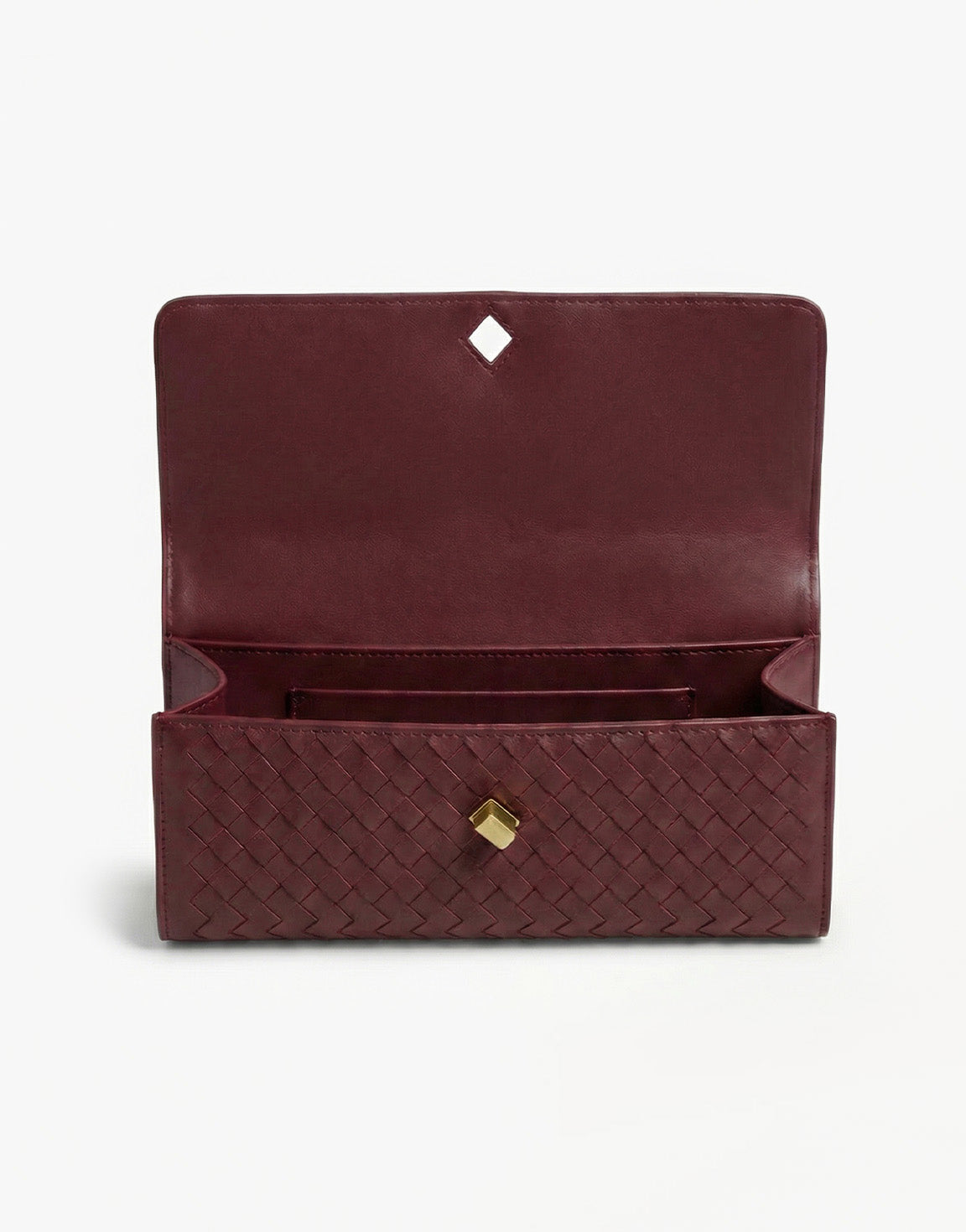 Burgundy PU Gold Detail Clutch - Bag