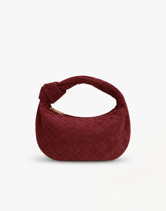 Burgundy Suede Medium Braided - Bag