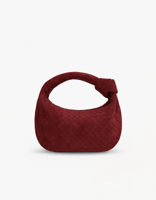 Burgundy Suede Medium Braided - Bag