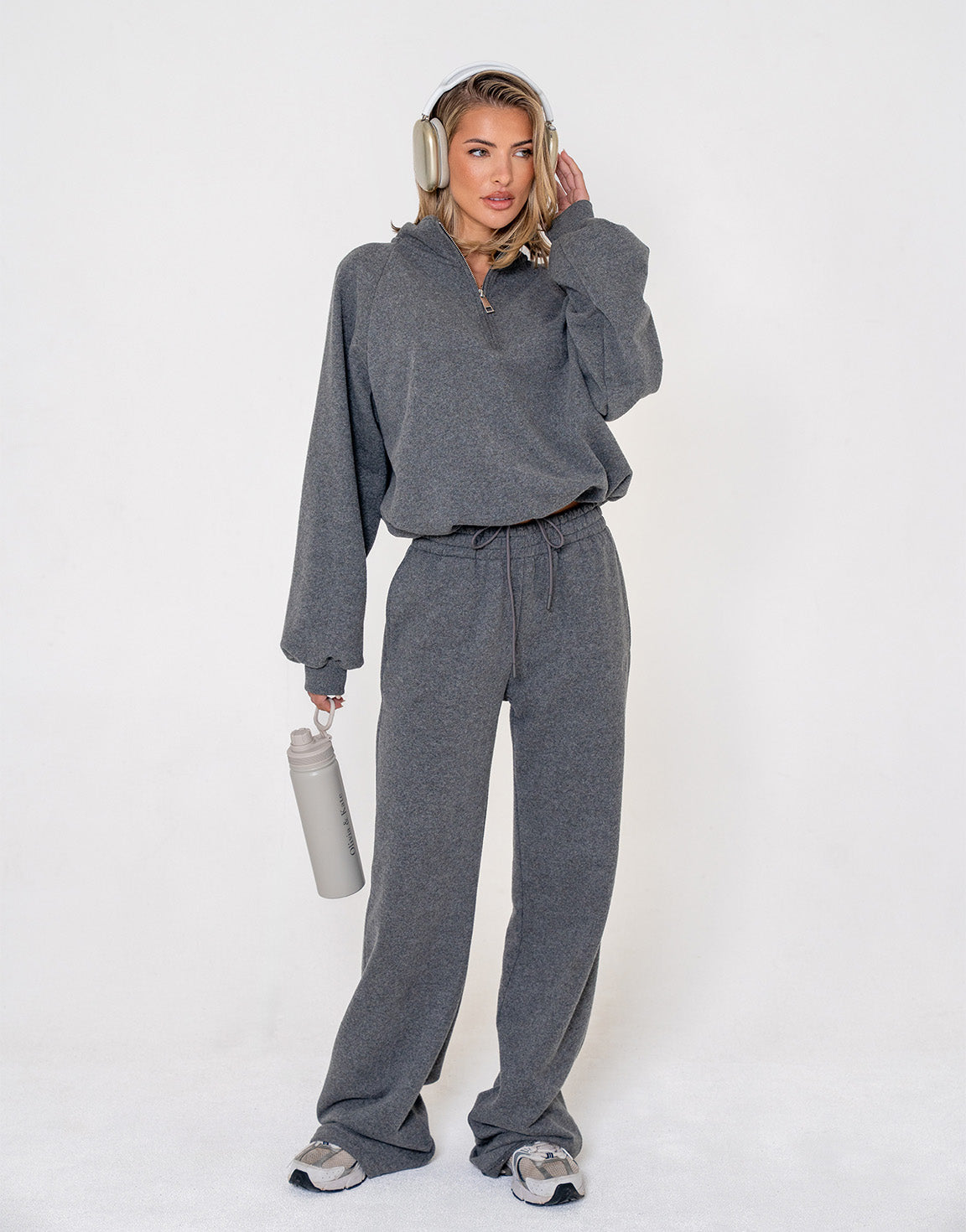 Donkergrijze Cropped Rits Jogging - Vest