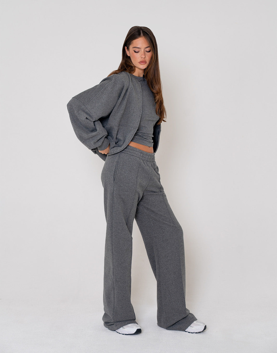 Donkergrijze Wijde Naden Jogging - Broek