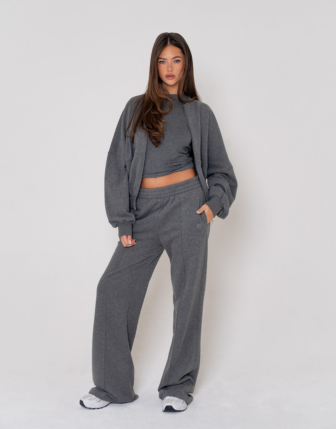 Donkergrijze Wijde Naden Jogging - Broek