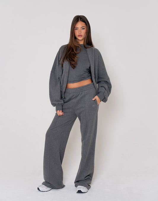 Donkergrijze Wijde Naden Jogging - Broek