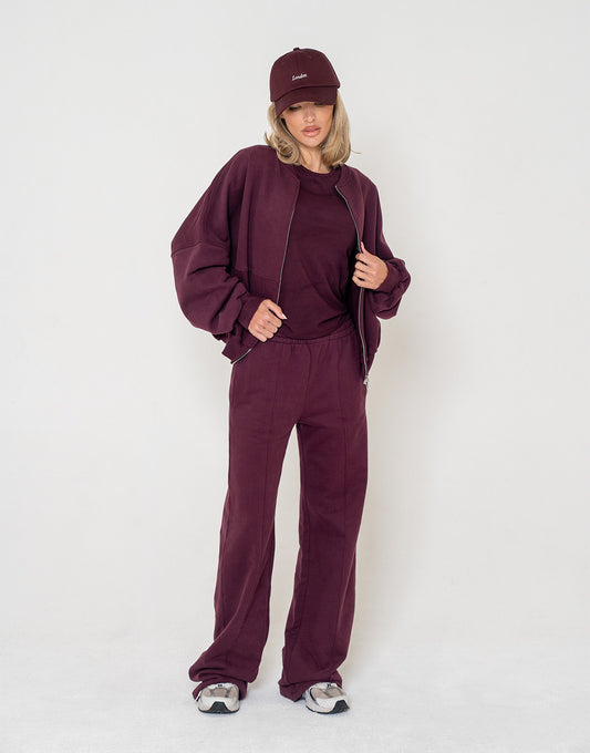 Aubergine Wijde Naden Jogging - Broek