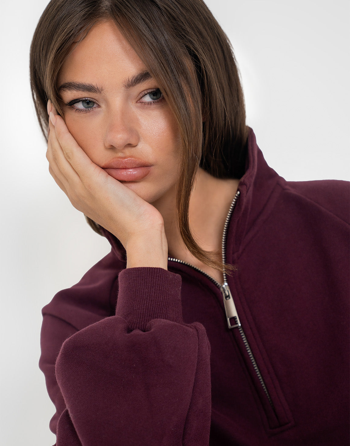 Aubergine Cropped Rits Jogging - Vest