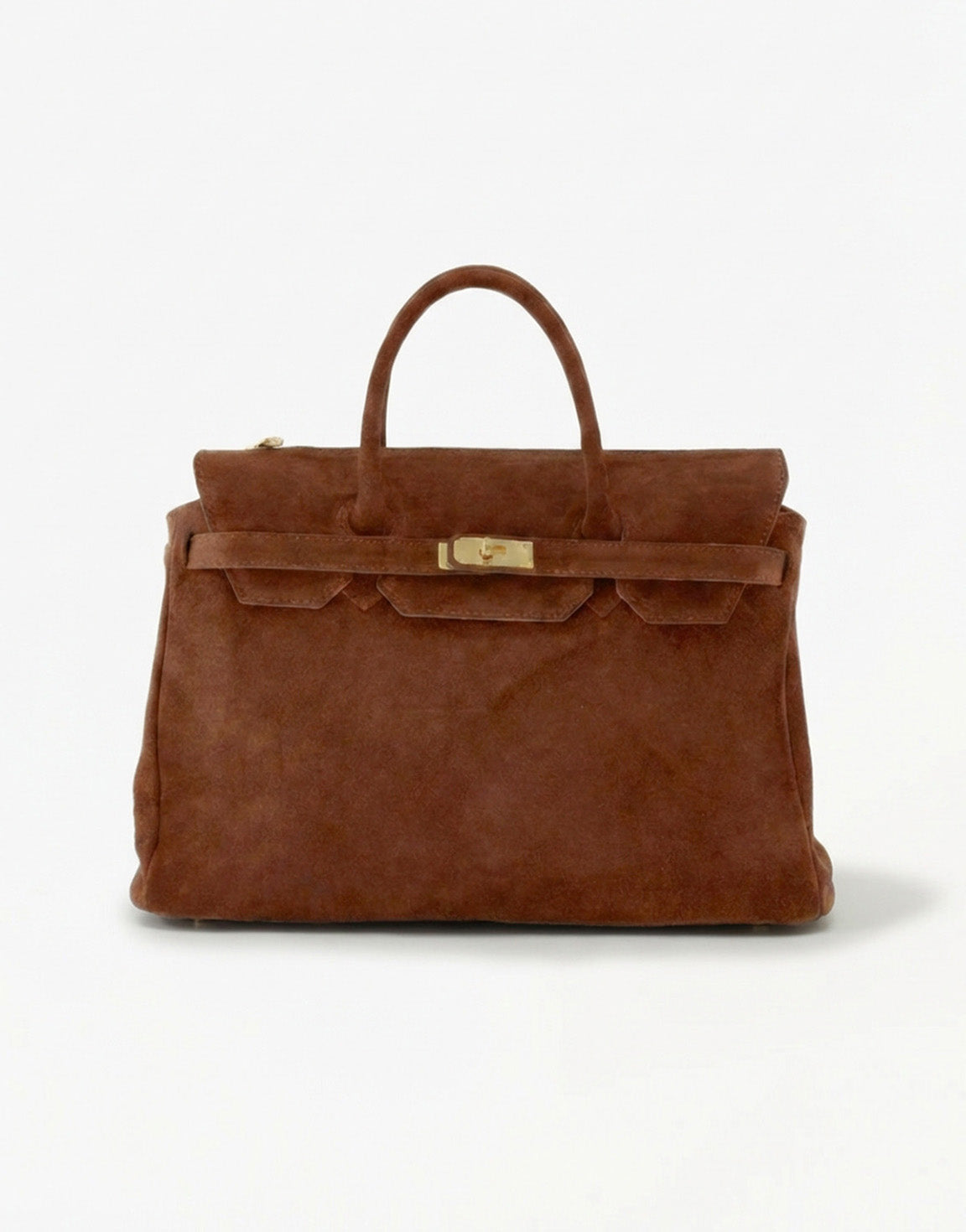 Camel Grote Suede Gouden Detail - Tas