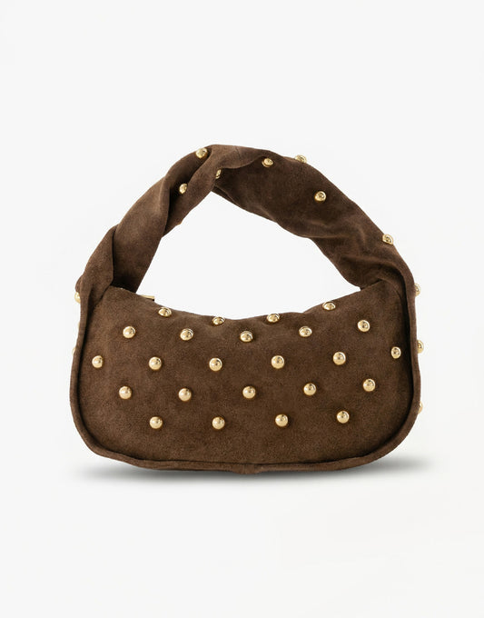 Camel Round Gold Studs - Bag