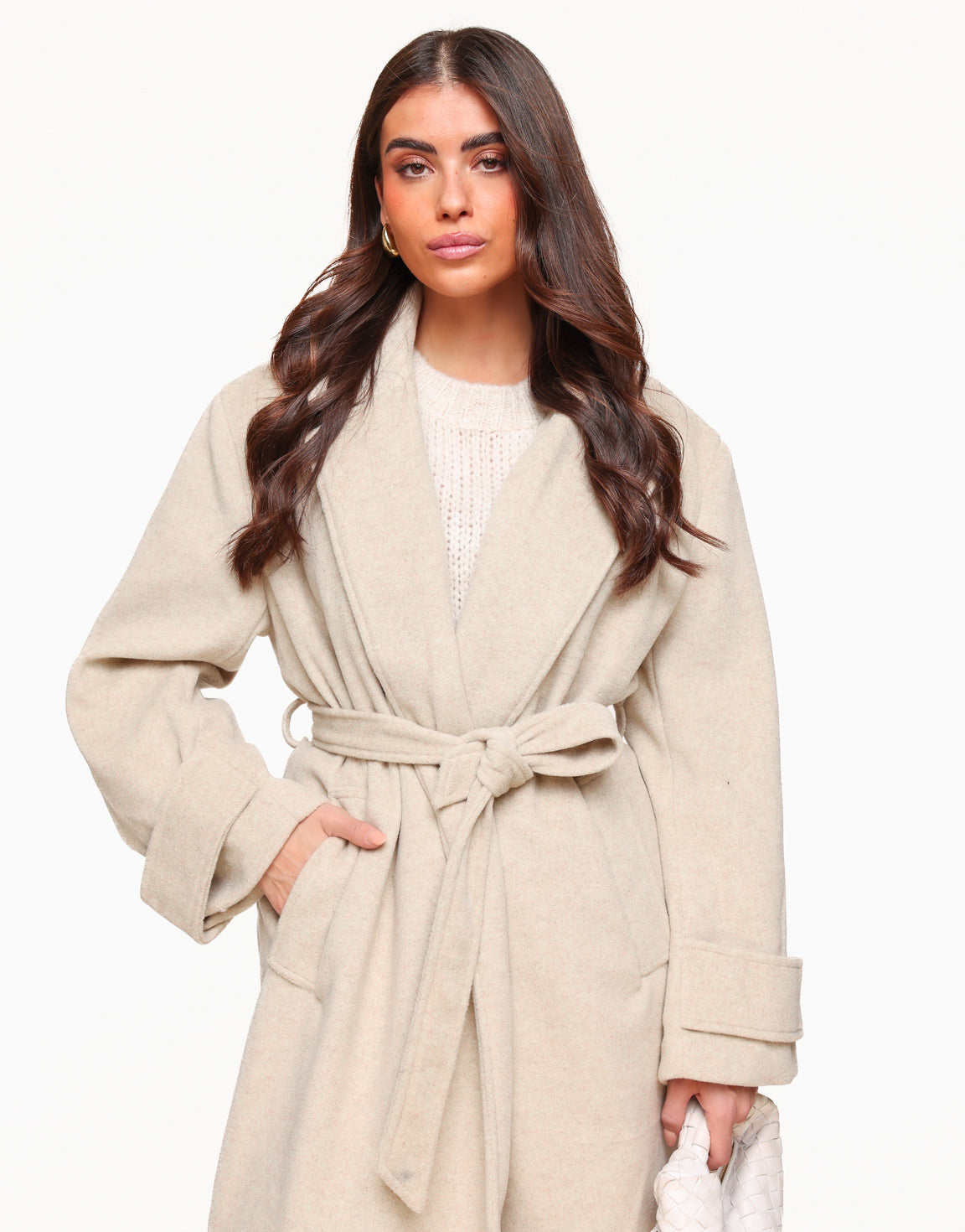 Beige Zachte Fluffy Lange Coat - Jas