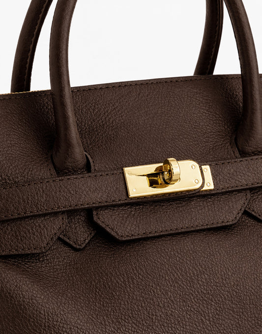 Dark Brown Large Gold Details - Bag