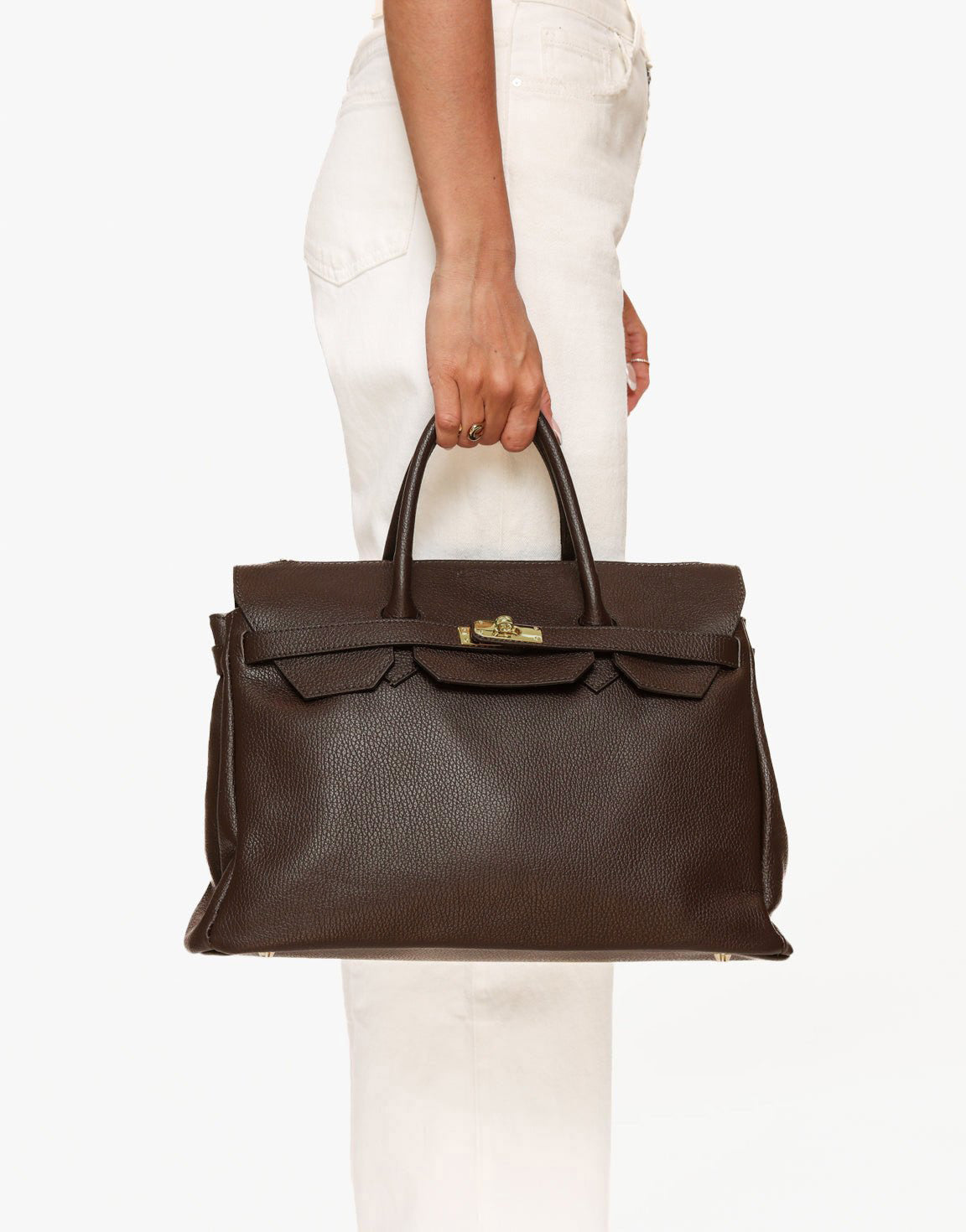Dark Brown Large Gold Details - Bag