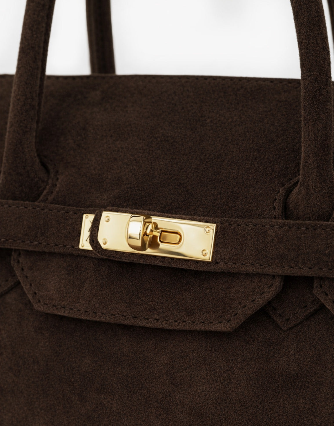 Dark Brown Large Suede Gold Detail - Bag