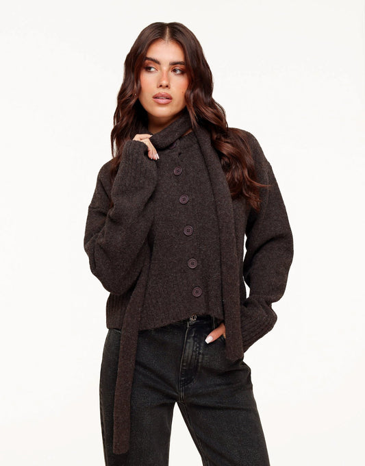 Donkerbruine Kleine Gebreide - Sjaal